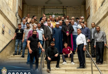 خلال لقاء سماحة الشيخ حاتم البكري وزير الأوقاف والشؤون الدينية غبطة البطريرك بييرباتيستا بيتسابالا بطريرك اللاتين للأراضي المقدسة والأردن وسوريا ولبنان وقبرص